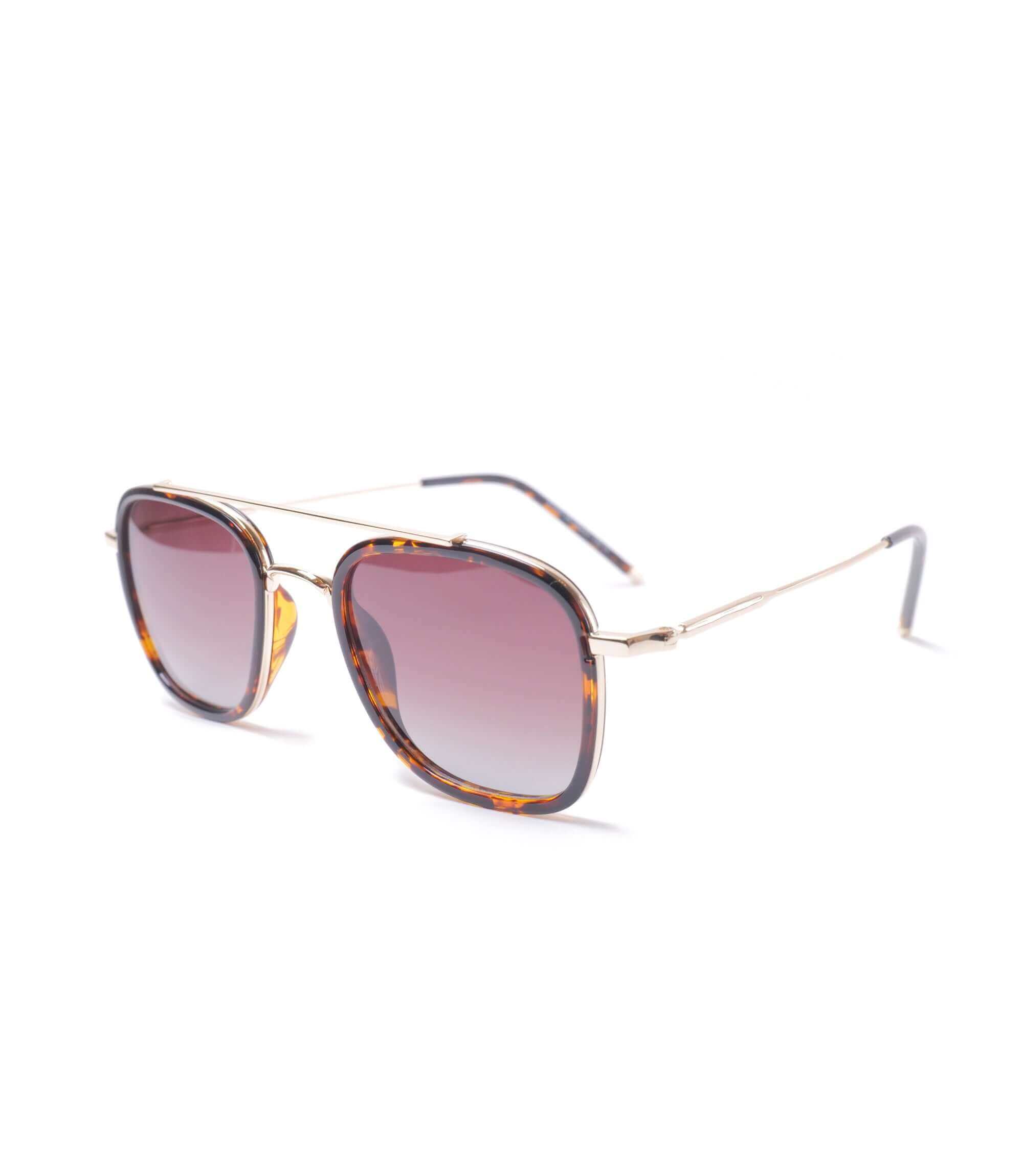 Leopard aviator solbrille med guldstel