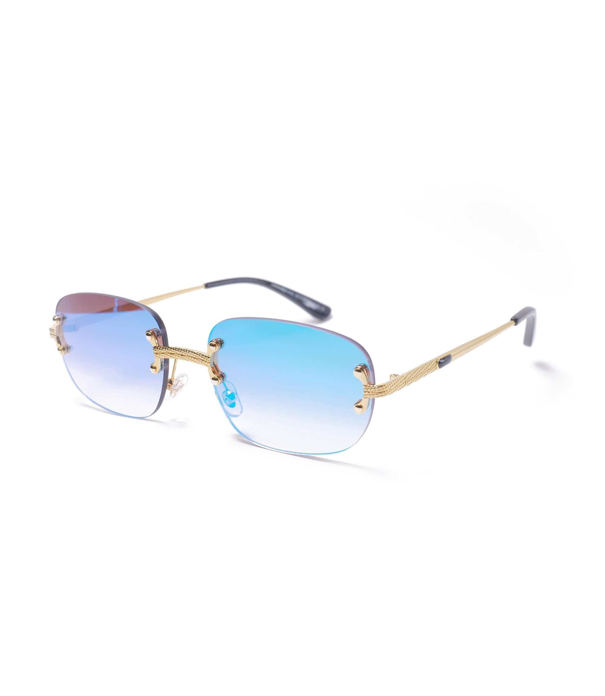 Aviator style solbrille med blå spejl glas