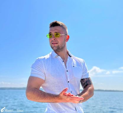 Lime farvet Miami solbrille, guldstel